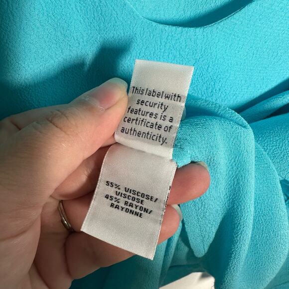 Diane von Furstenberg Women's Blue V Neck Long Sleeve Blouse Size 4 Small - Picture 5 of 8